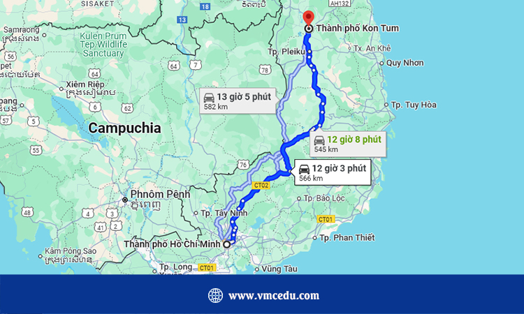 Từ TPHCM đi Kon Tum bao nhiêu km