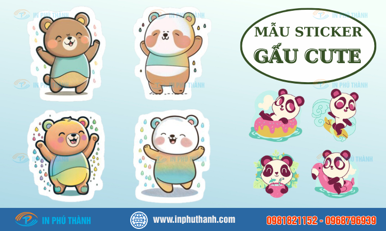 Sticker gấu cute 