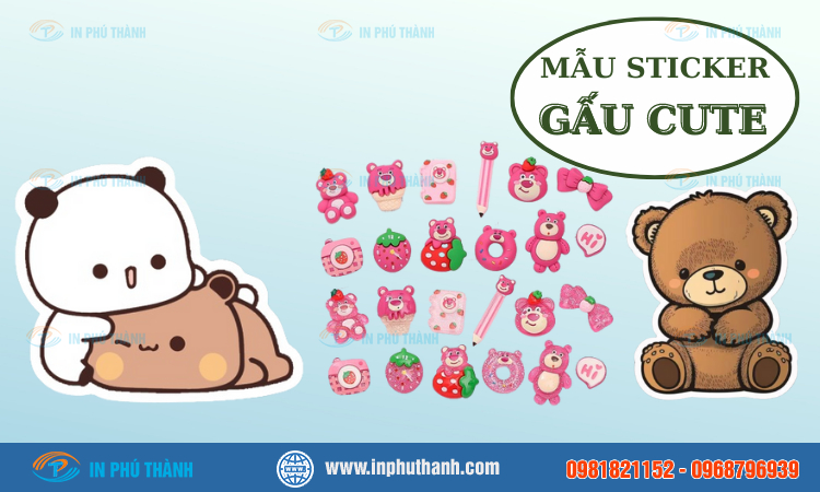 Sticker gấu cute 